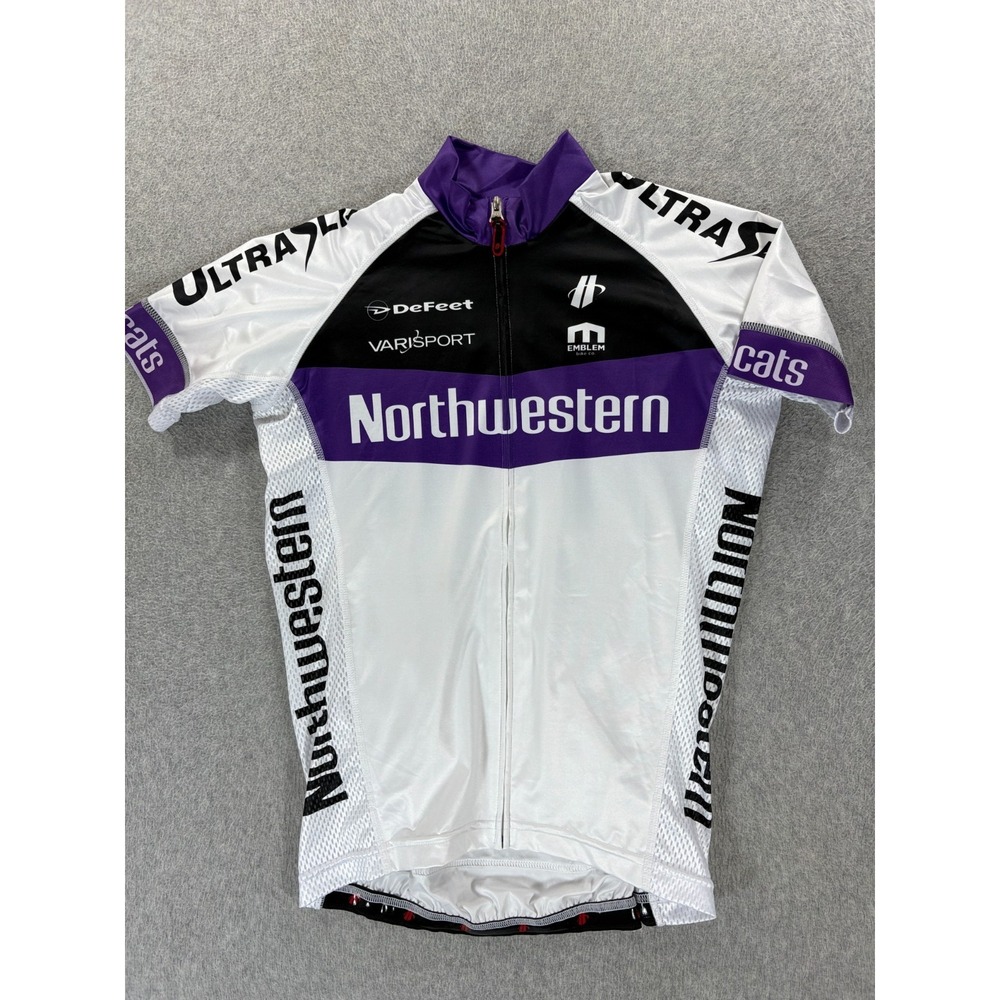 Northwestern Wildcats Hincapie Full Zip Cycling Jersey (Men's Small) White